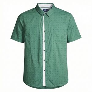 Level Ten - Green Button-Down Casual Short Sleeve Shirt